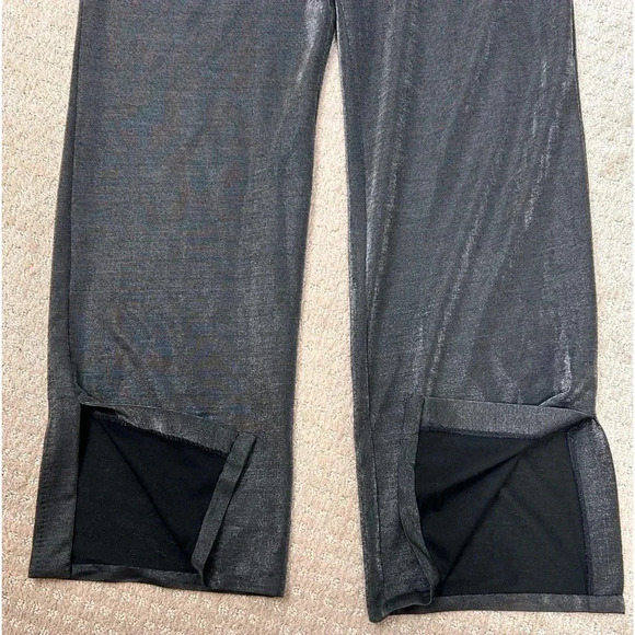 TopShop shiny gray split hem loose trousers, Size 6, high waisted, flowy, Office - Picture 4 of 9